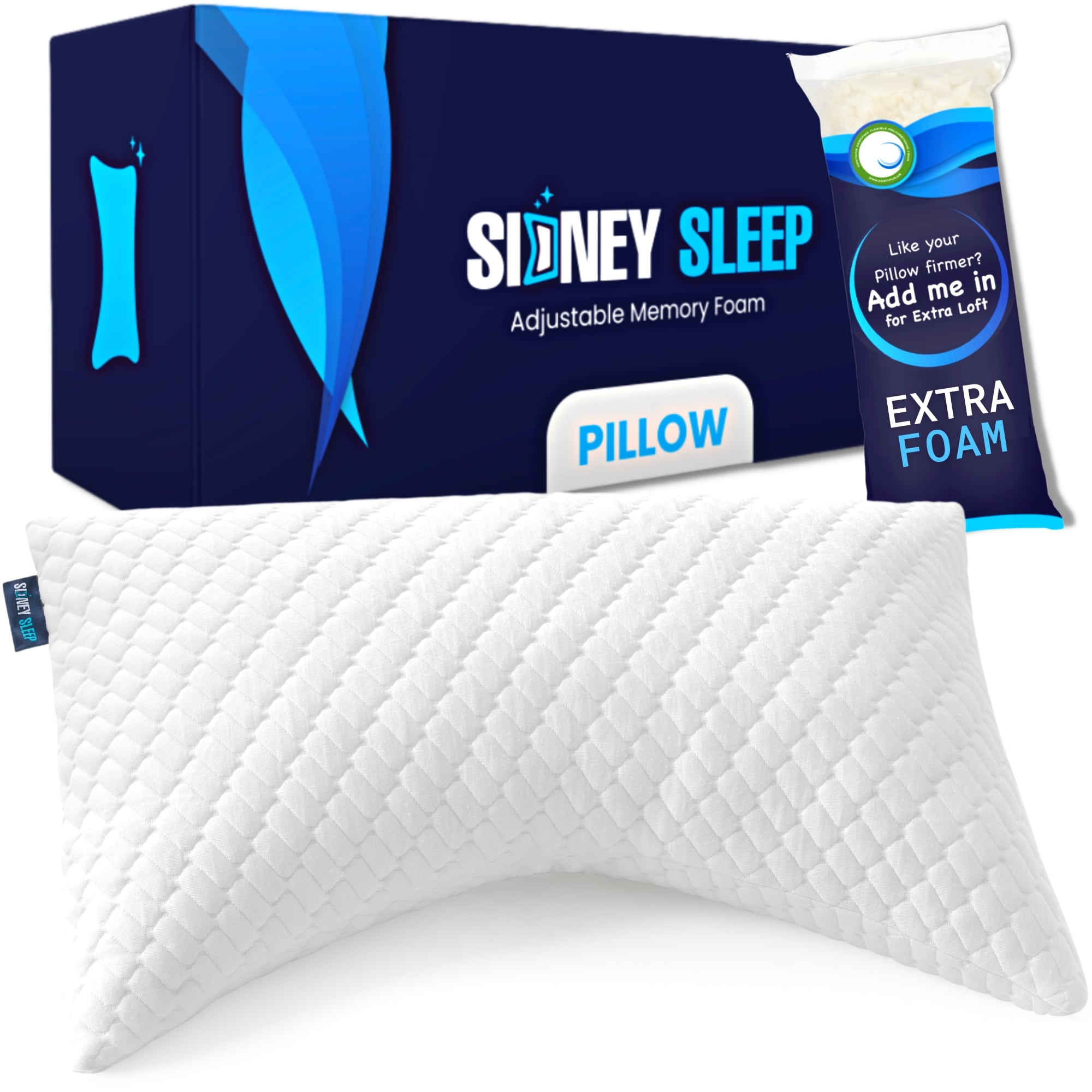 Memory Foam Pillows Queen Size Set of 4 - Bamboo Cooling Bed Pillows for Sleeping for Stomach, Back and Side Sleeper - Firm Cool Shredded Memory Foam