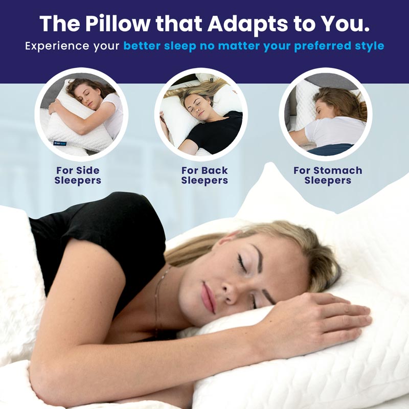 Sidney Sleep Side and Back Sleeper Pillow for Neck and Shoulder Pain Relief - Memory Foam Bed Pillow for Sleeping - 100% Adjustable Fill - Queen Size