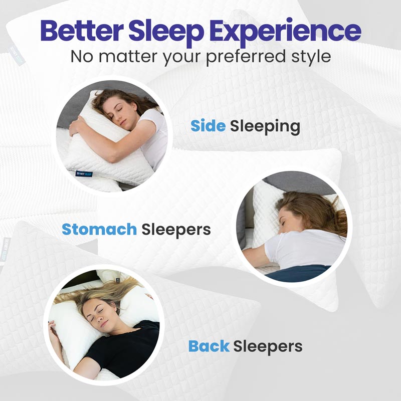Sidney Sleep Side and Back Sleeper Pillow for Neck and Shoulder Pain Relief - Memory Foam Bed Pillow for Sleeping - 100% Adjustable Fill - Queen Size